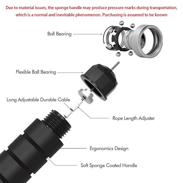 Corda de Pular Velocidade com Rolamentos | Cabo Ajustável Anti-embaraço e Pegada de Espuma para Fitness, Emagrecimento e Condicionamento 3