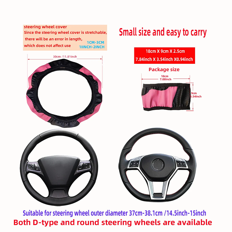 Steering Wheel Cover in Carbon Fiber PU Leather | Without Inner Ring, for 14.5 to 15 Inch Steering Wheels - Sporty Style 2