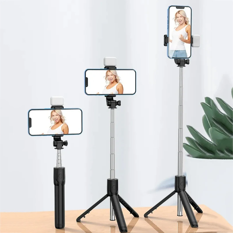 Tripé e Selfie Stick All-in-One para iPhone | Expansível, com Controle Remoto Bluetooth Removível - Suporte Universal para Smartphones 6