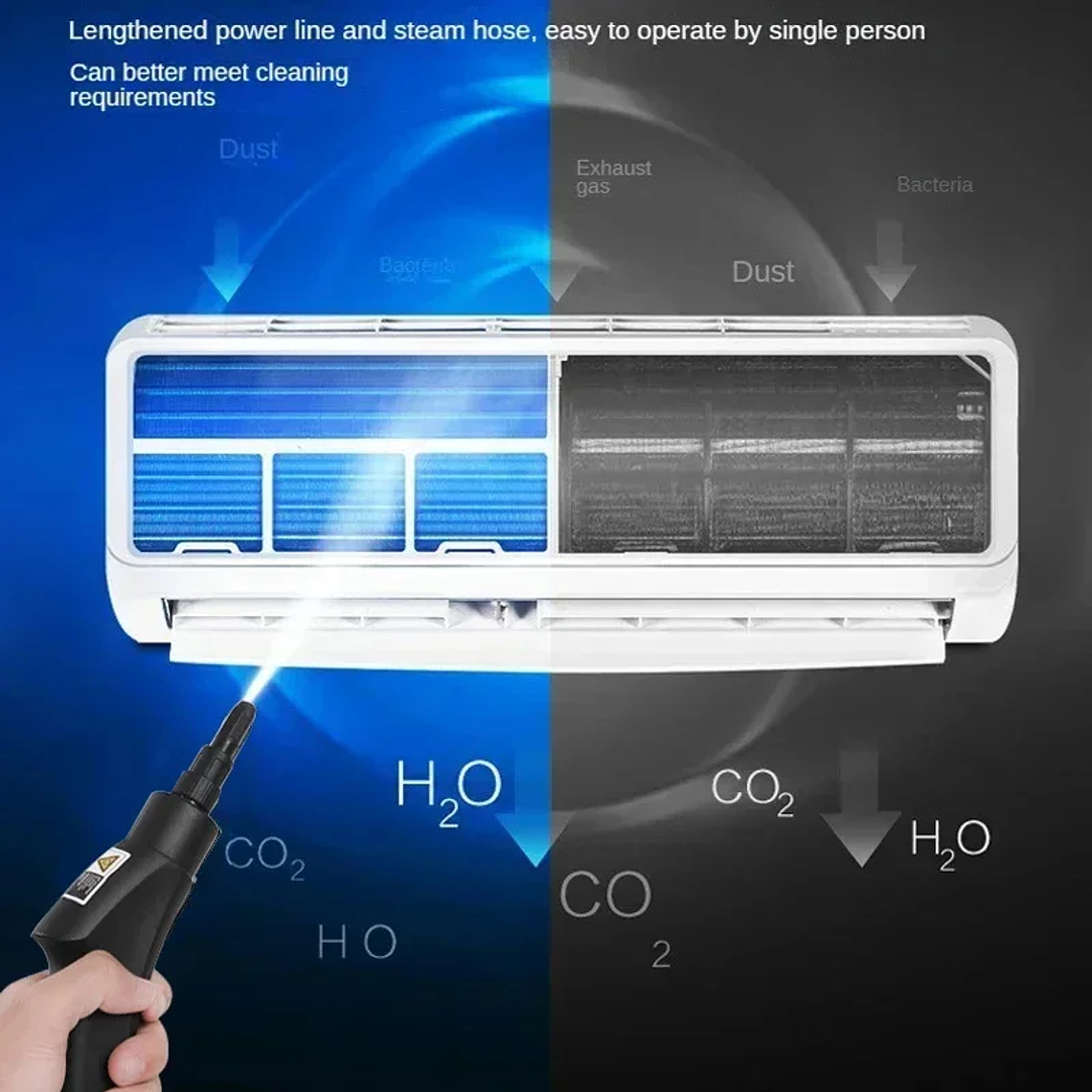 Limpador a Vapor 2500W Portátil BALASHOV | 105°C, 2m Mangueira, para Ar Condicionado, Cozinha, Carro e Pisos 5