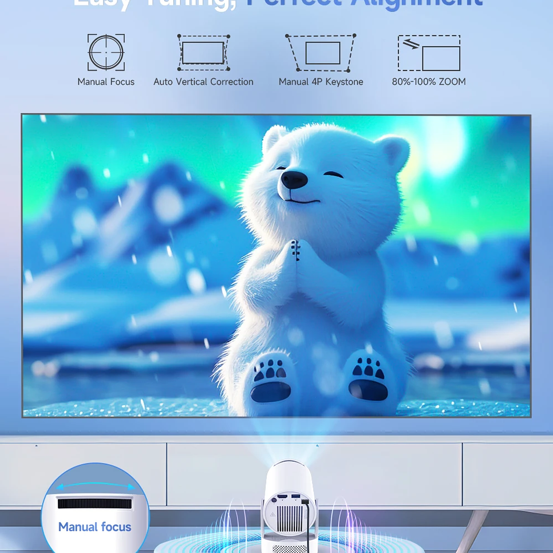 Magcubic HY300 Pro+ 4K Android 11 Portable Projector 8000 Lumens WiFi 6 BT5.4 Outdoor Theater 5W HiFi Speaker 720P HD Supported 2