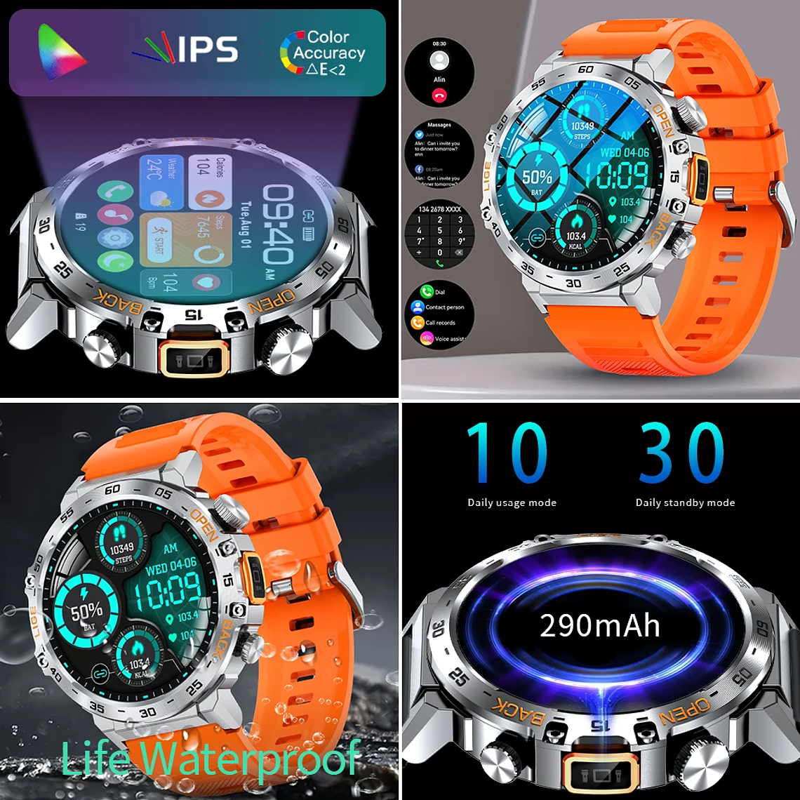 LIGE 2025 Men's Smartwatch | Ultra HD 360x360 Screen, LED Flashlight, Bluetooth Calls, IP68 Waterproof and 100+ Sports Modes 5