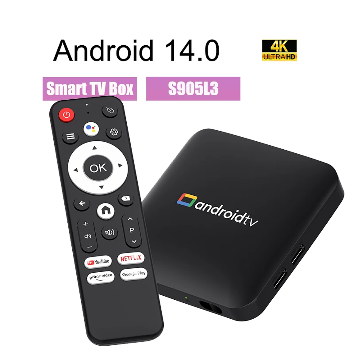 TV Box Android H96 MAX S905L3 com Android 14 | 4K HDR, 2GB+16GB, Wi-Fi Dual-Band, Controle por Voz Google - Media Player 1