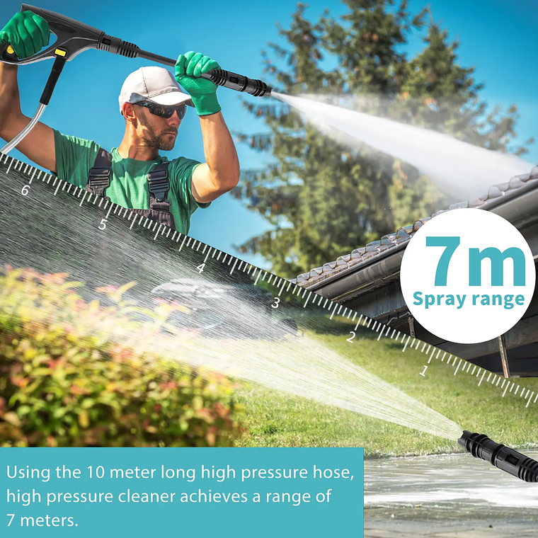 Lava Jato Elétrico 180BAR 2200W com Mangueira 10m | Pistola de Alta Pressão com Bocal 160° e Proteção GFCI para Carro e Jardim 2