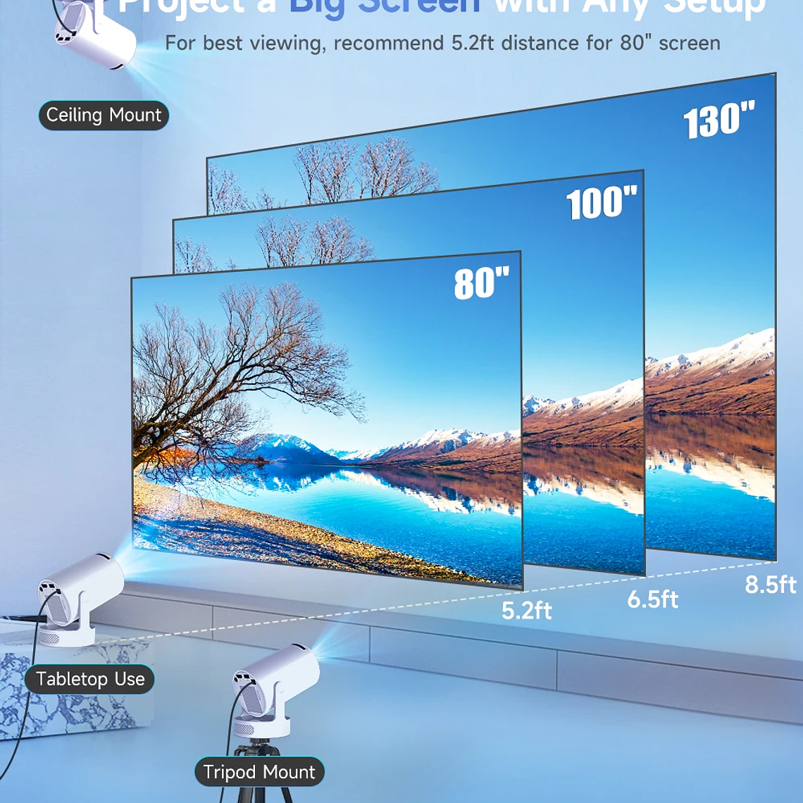 Magcubic HY300 Pro+ 4K Android 11 Portable Projector 8000 Lumens WiFi 6 BT5.4 Outdoor Theater 5W HiFi Speaker 720P HD Supported 4