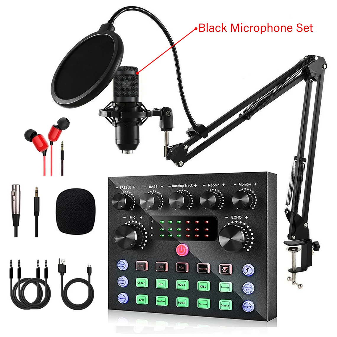 V8S Live Sound Card Podcast Equipment Bundle,with Microphone Set Device,Music/Recording Live Streaming For DJ Disco Device 9