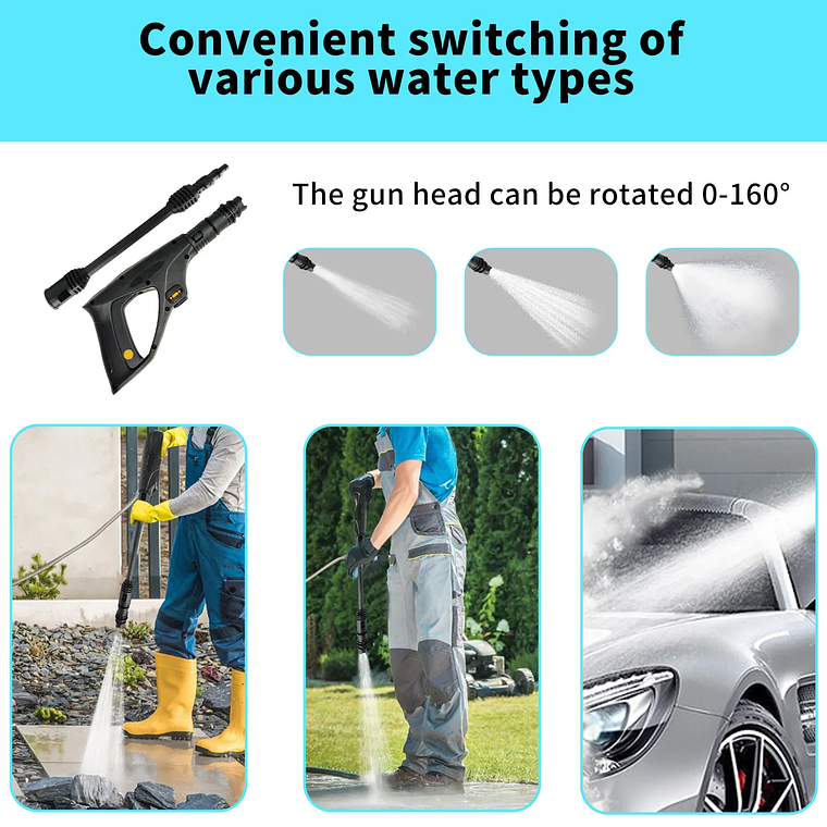 Lava Jato Elétrico 180BAR 2200W com Mangueira 10m | Pistola de Alta Pressão com Bocal 160° e Proteção GFCI para Carro e Jardim 3