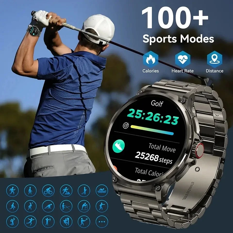 Smartwatch Masculino Jooeniok 2026 | Tela AMOLED 1.85”, GPS, Bateria 710mAh, Chamadas Bluetooth, IP68 - Para Android e iOS 3