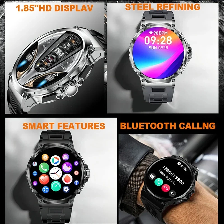 Smartwatch Masculino Jooeniok 2026 | Tela AMOLED 1.85”, GPS, Bateria 710mAh, Chamadas Bluetooth, IP68 - Para Android e iOS 6