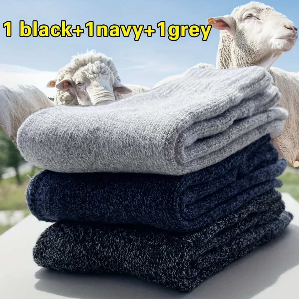 Meias de Inverno Masculinas Grossas | 3/5 Pares Meias Cano Médio em Toalha, Antifrio para Botas de Neve e Dia a Dia 9
