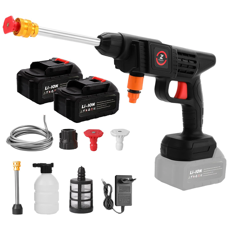 Pistola de Alta Pressão 50BAR para Bateria Makita | Lavadora Portátil 200W, 10m Alcance, Bateria Inclusa - Kit para Carro e Casa 9