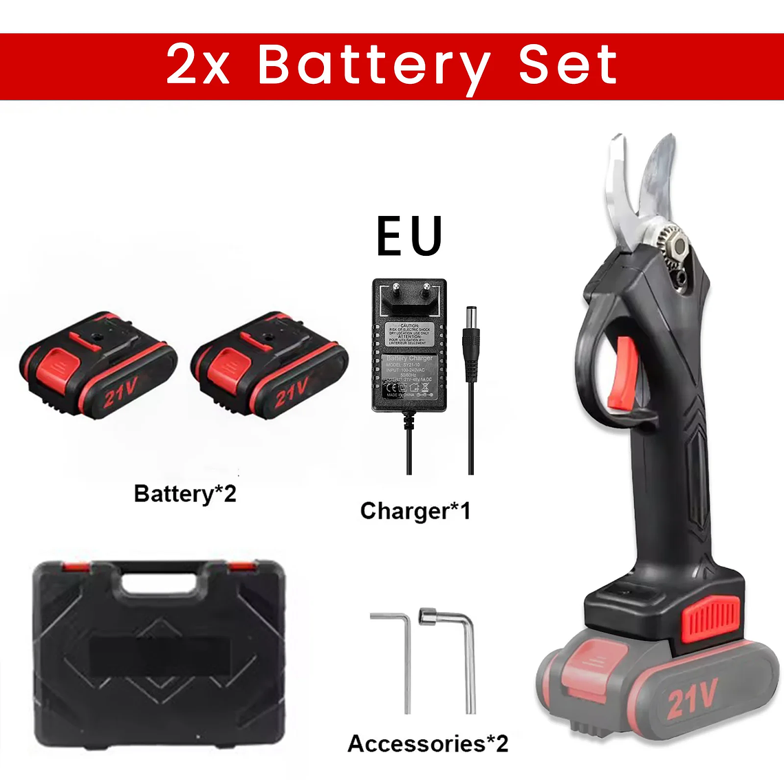 Tesoura de Podar Elétrica Sem Fio 1200W | Corta Galhos até 25mm, 2 Baterias 21V Inclusas 2