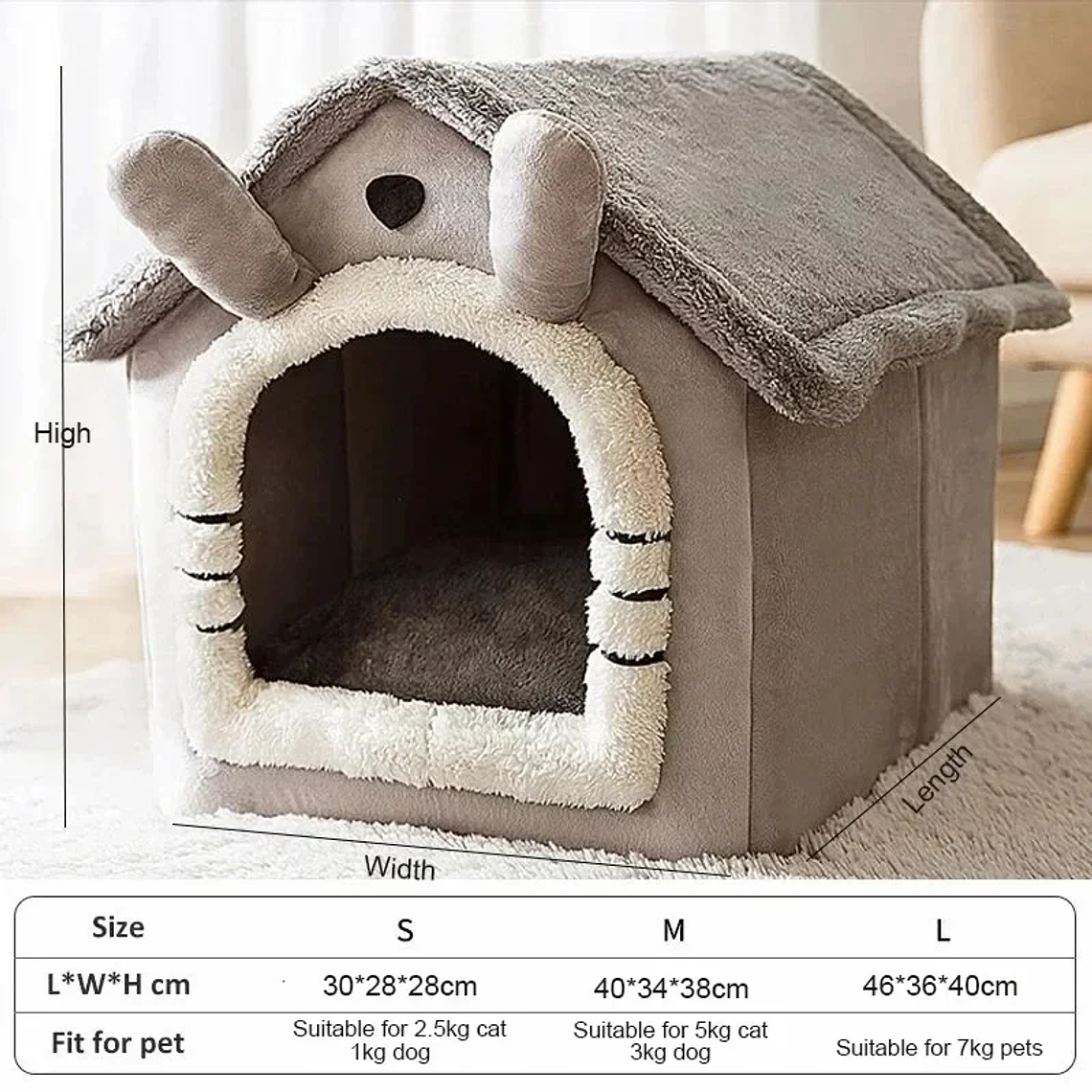 Casa Tenda Aconchegante para Cães e Gatos | Cama com Almofada Removível e Lavável - Para Todas as Estações 2