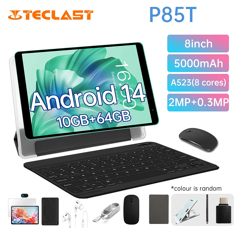 Teclast P85T 2024 Tablet + Kit Completo | Android 14, 10GB RAM, 64GB, Tela 8