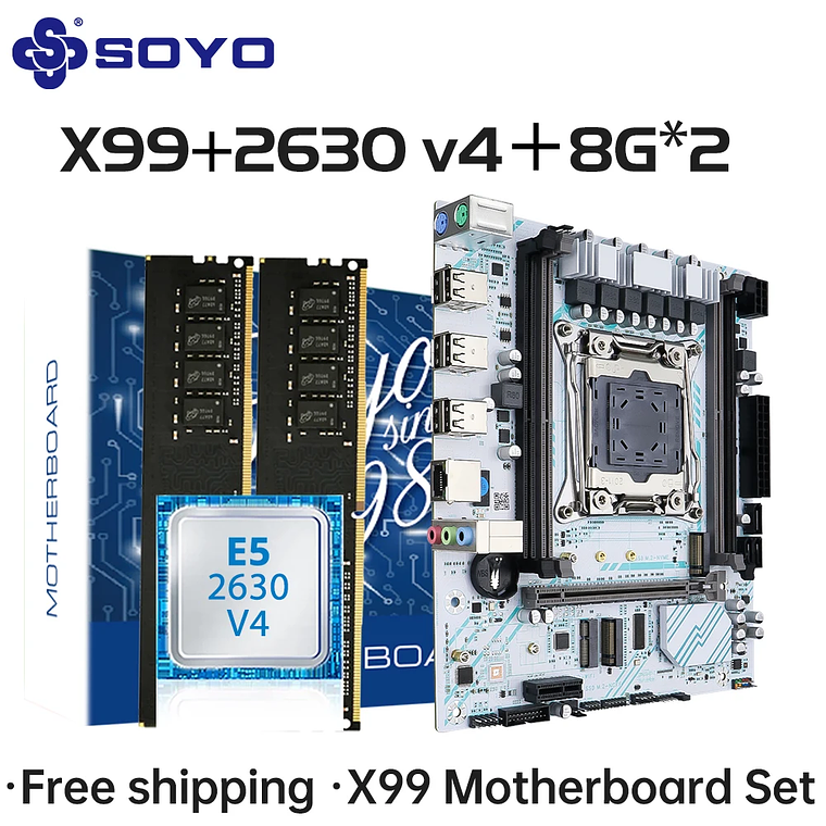Kit Placa-mãe X99 LGA 2011-3 + Xeon E5-2630 V4 (10C/20T) + 16GB RAM DDR4 ECC | para Estação de Trabalho e Servidor 1