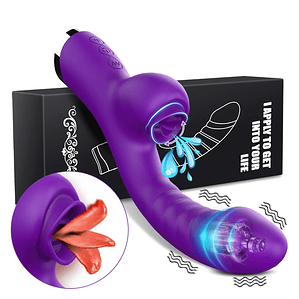 Vibrador 2 em 1 com Língua e Sugador - Estimulador de Clitóris e Ponto G | Varinha Poderosa com Funções Ajustáveis