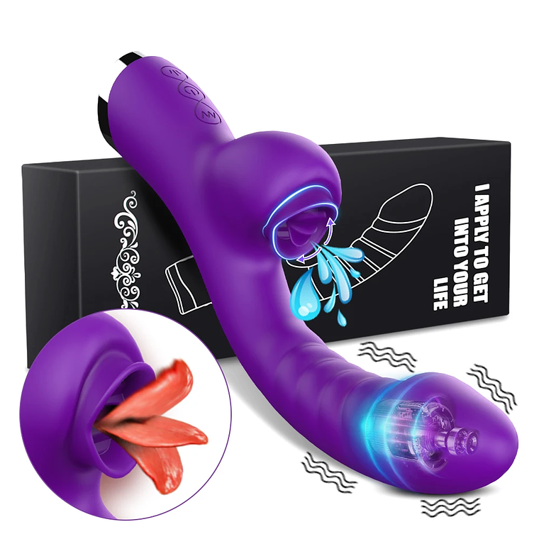 Vibrador 2 em 1 com Língua e Sugador - Estimulador de Clitóris e Ponto G | Varinha Poderosa com Funções Ajustáveis 1
