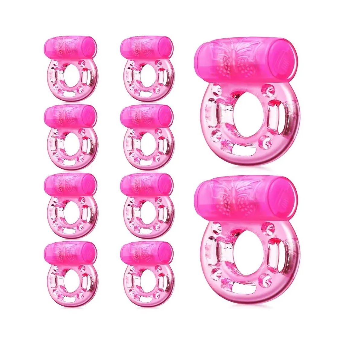 Kit com 10 Anéis Penianos Vibratórios - Estimulador de Clitóris e para Homens | Silicone Macio | Aumenta a Duração e Prazer do Casal 1