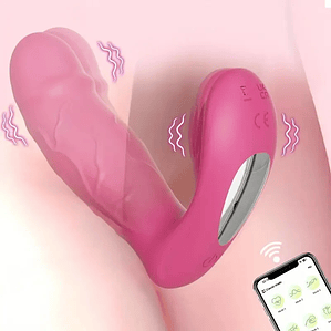 Vibrador Duplo com App - Estimulador de Ponto G e Clitóris | Dildo com Vibração Interna e Externa | Controle Remoto