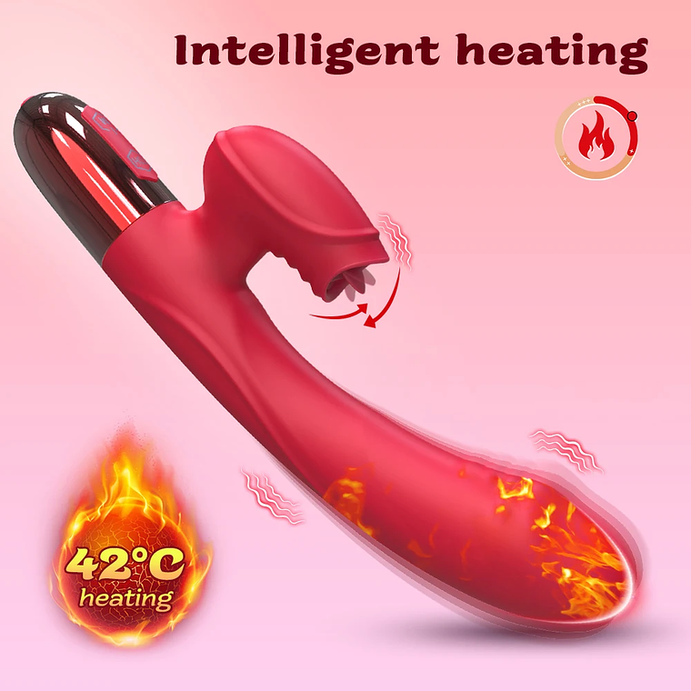 Vibrador Duplo com Língua que Lambe - Estimulador de Clitóris Realista e Dildo para Ponto G | Silicone Macio e Potente 2