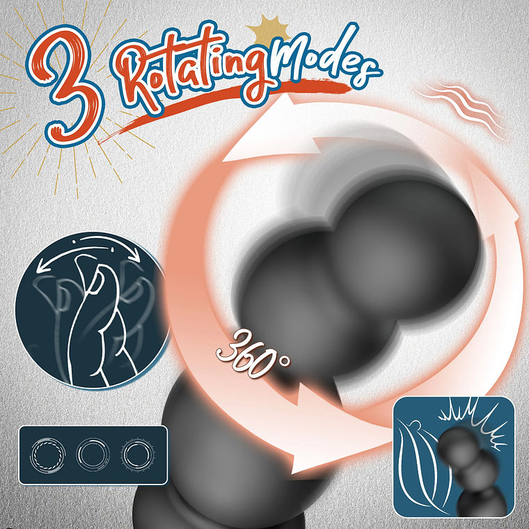 Prostate Massager with 360° Rotation and Penis Ring | Male Anal Vibrator Kit - Remote Control 3