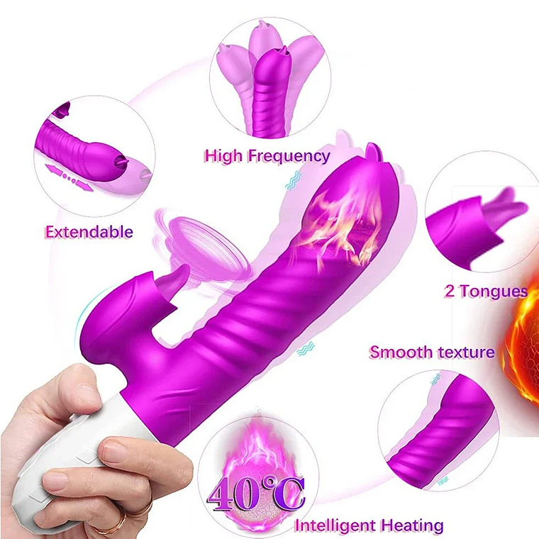 Vibrador com Movimento de Picada e Lamber | Estimulador Aquecido para Ponto G e Clitóris 3