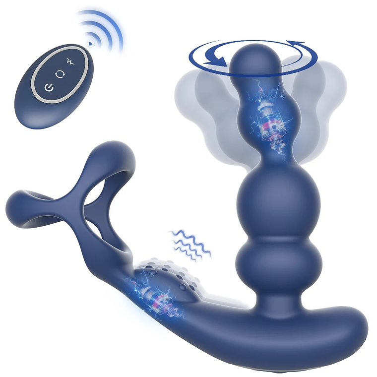 Prostate Massager with 360° Rotation and Penis Ring | Male Anal Vibrator Kit - Remote Control 7