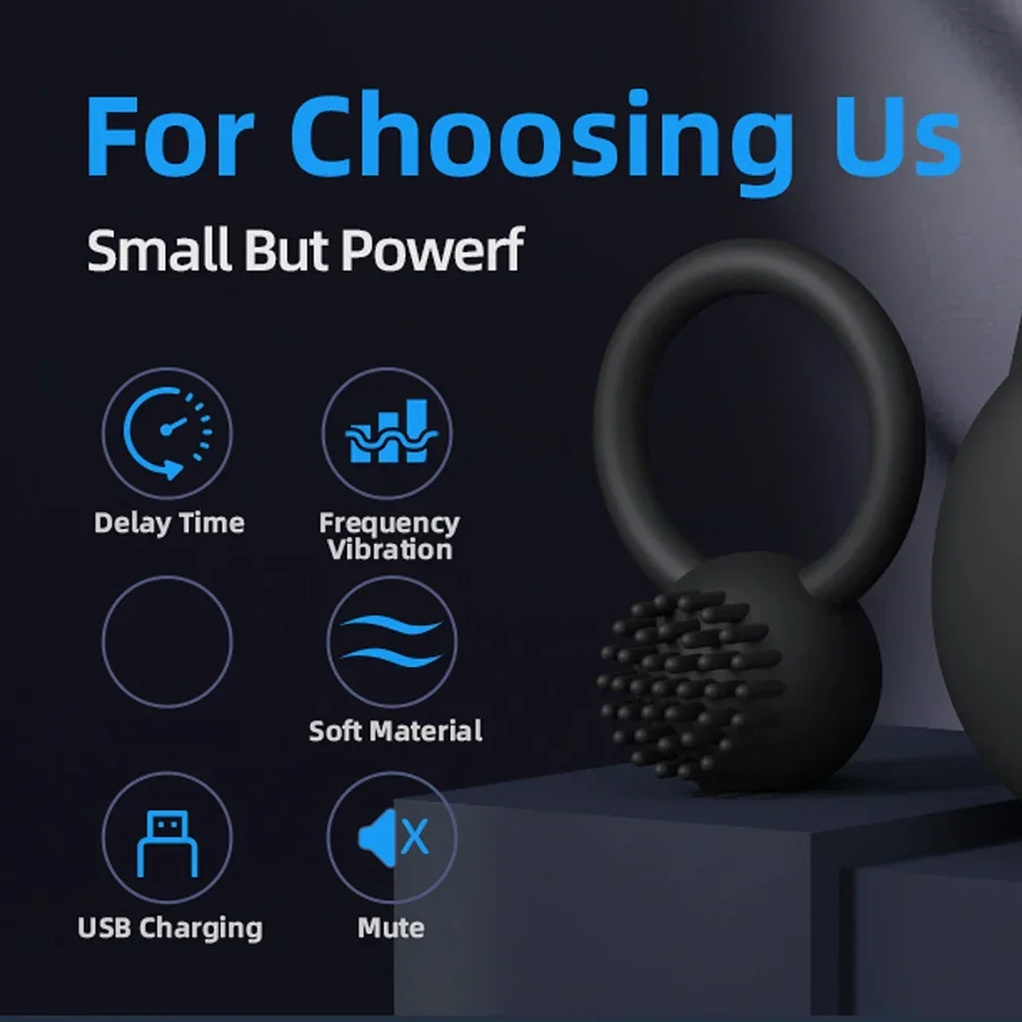 Vibrating Penis Ring with 10 Modes - For Men and Couples | Helps Control Ejaculation | Soft Silicone and Rechargeable 2