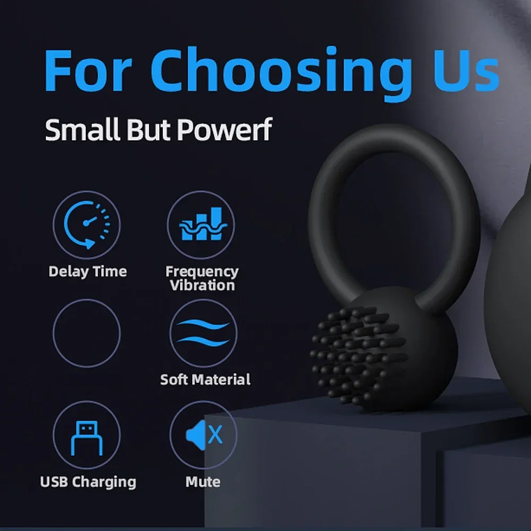 Vibrating Penis Ring with 10 Modes - For Men and Couples | Helps Control Ejaculation | Soft Silicone and Rechargeable 2