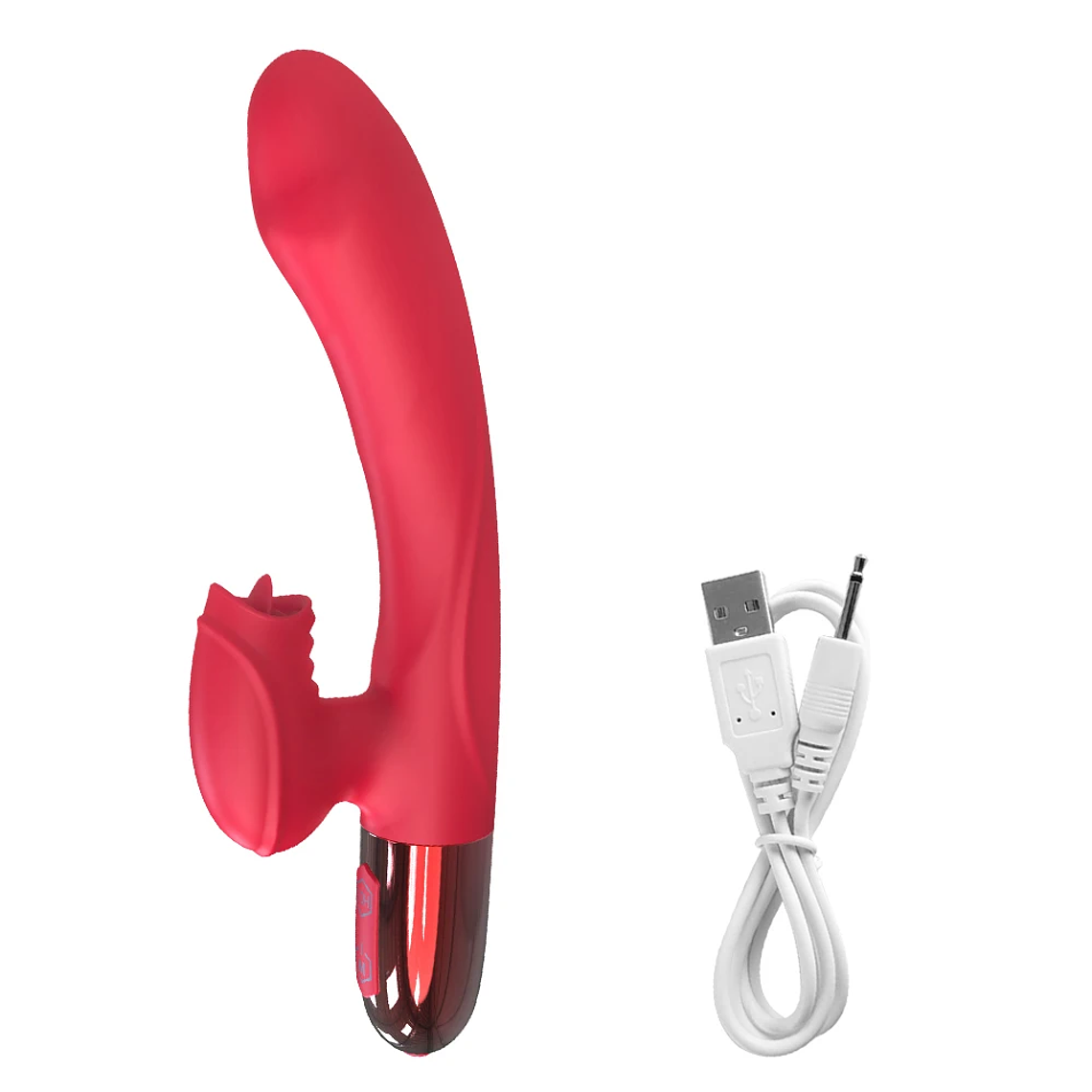 Vibrador Duplo com Língua que Lambe - Estimulador de Clitóris Realista e Dildo para Ponto G | Silicone Macio e Potente 6