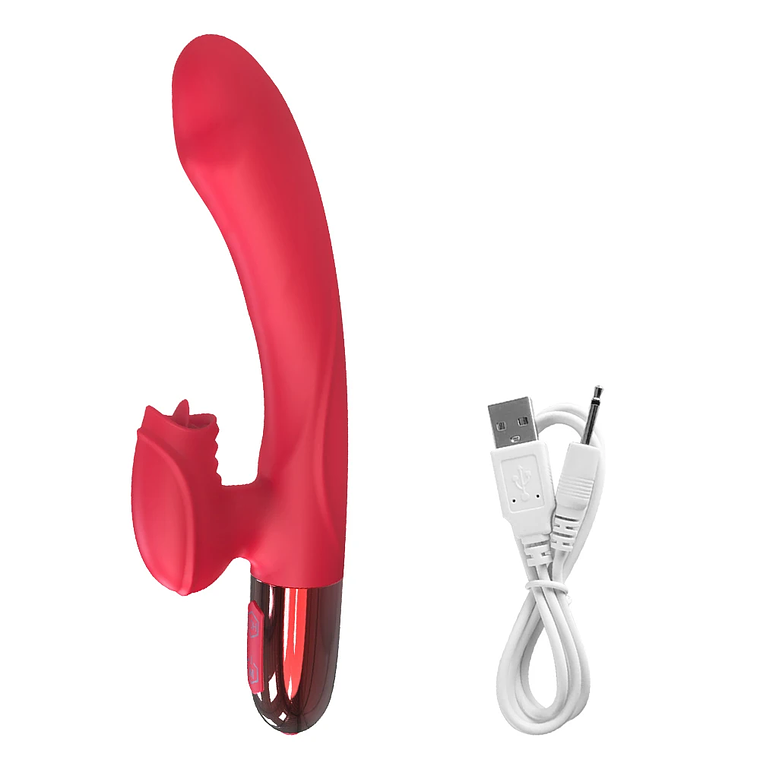 Vibrador Duplo com Língua que Lambe - Estimulador de Clitóris Realista e Dildo para Ponto G | Silicone Macio e Potente 6