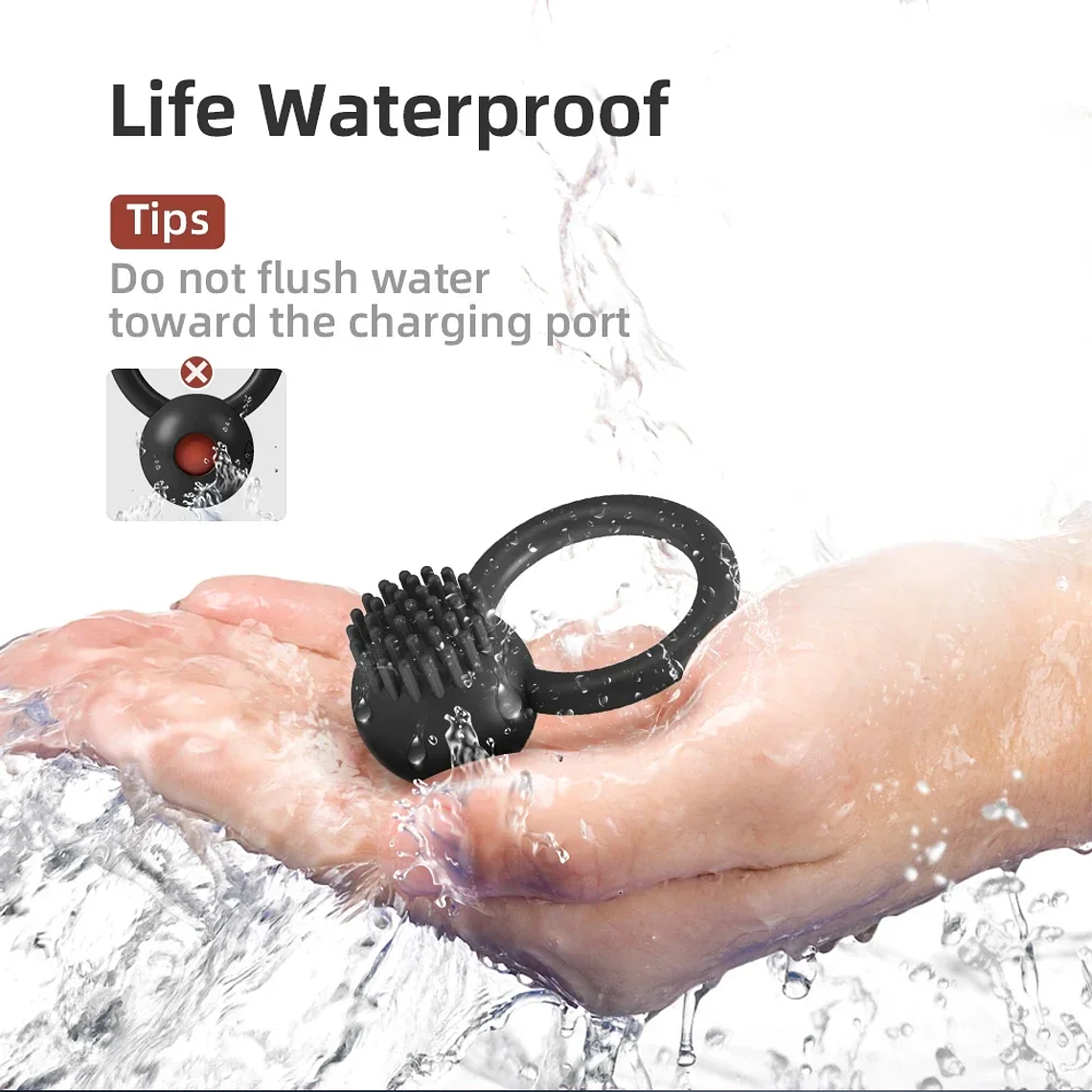 Vibrating Penis Ring with 10 Modes - For Men and Couples | Helps Control Ejaculation | Soft Silicone and Rechargeable 4