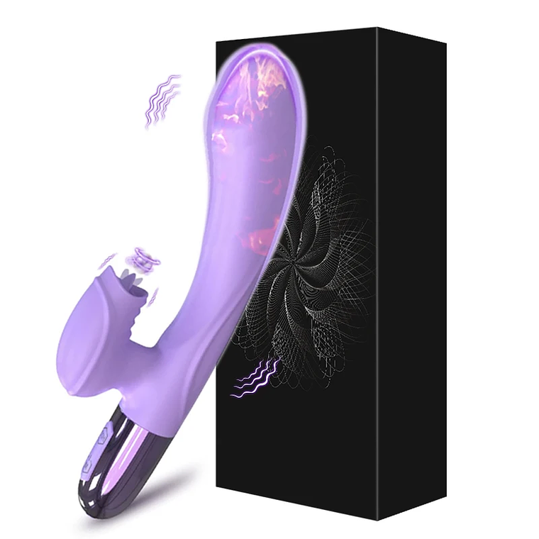 Vibrador Duplo com Língua que Lambe - Estimulador de Clitóris Realista e Dildo para Ponto G | Silicone Macio e Potente 8