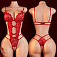 Teddy de Renda com Decote Profundo em V - Body Sensual Ajustável | Lingerie Feminina para Dormir - Thumbnail 1