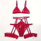 Conjunto de Lingerie em Renda Fina Transparente 3 Peças - Toucheart - Thumbnail 11