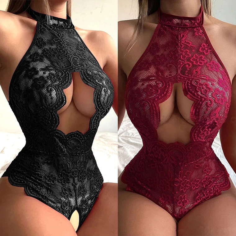 Body de Renda Transparente com Decote Profundo e Costas Abertas - Macacão Lingerie Sensual | BabyDoll Ousado 1