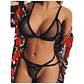 Mesh Corset-Style Lingerie Set - Wireless Bra and Panties | Sheer with V-Neck - thumbnail 3