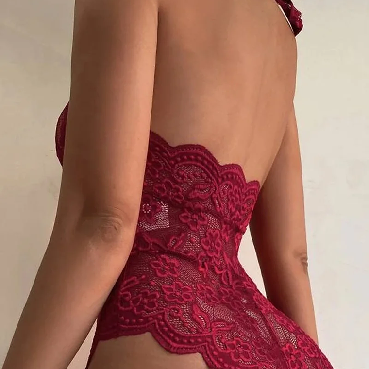 Body de Renda Transparente com Decote Profundo e Costas Abertas - Macacão Lingerie Sensual | BabyDoll Ousado 5