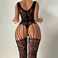 Plus Size Body Lingerie with Floral Print and Mesh - Sensual Adjustable Bodysuit | Women's Bodystocking - thumbnail 8