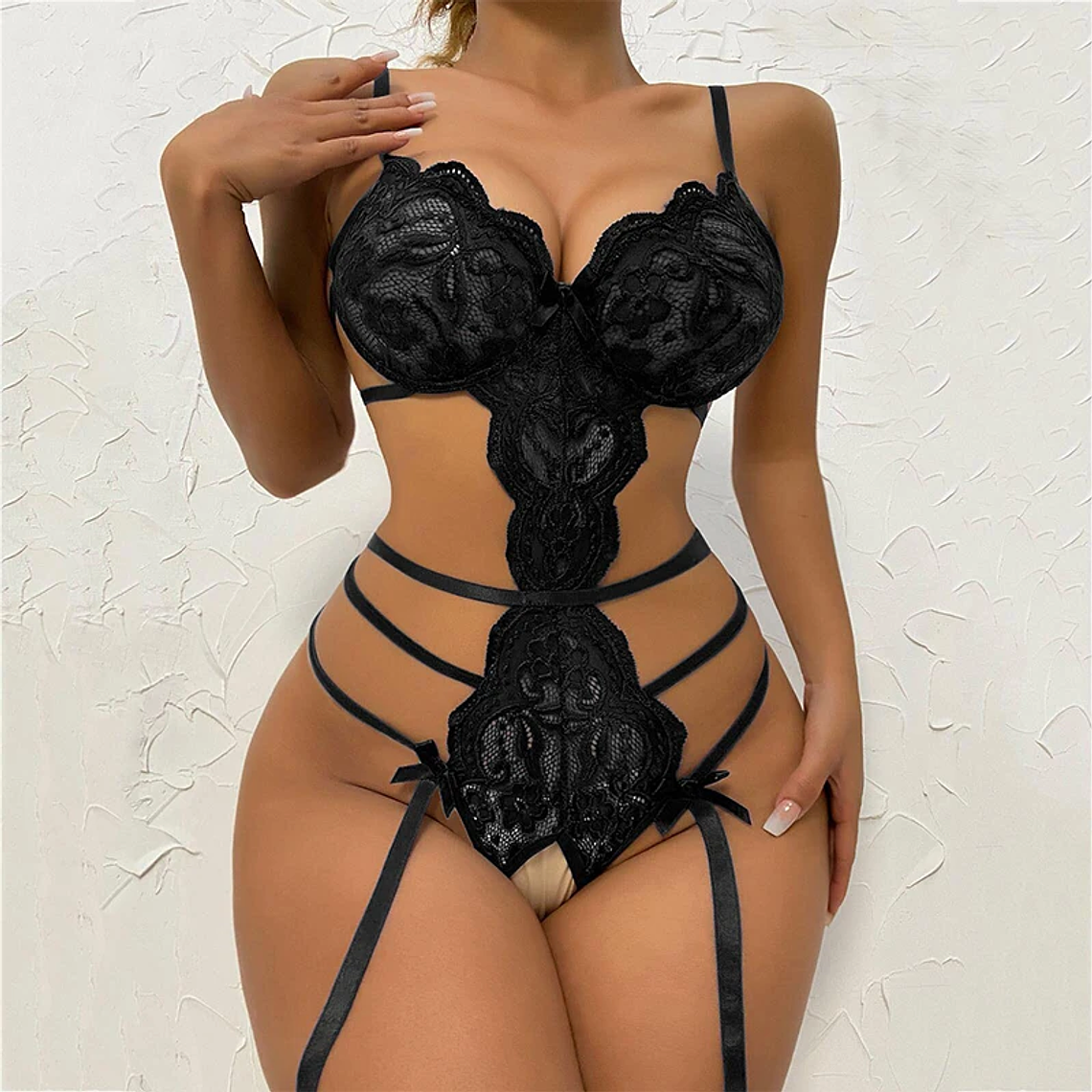 Body Lingerie em Renda com Costas Abertas - Sutiã Integrado Decote Profundo | Macacão Sensual Sem Costuras 9