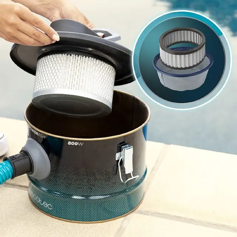 Aspirador de Cinzas Cecotec Ash 2000 Home 800W | Depósito Misto 10L | Para Lareiras, Grelhadores e Cinzas Frias 8