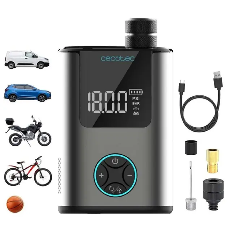 Compressor de Ar Portátil Cecotec Mini Air Max 120W | 150 PSI | Bateria 3.6V para Pneus e Bola 4