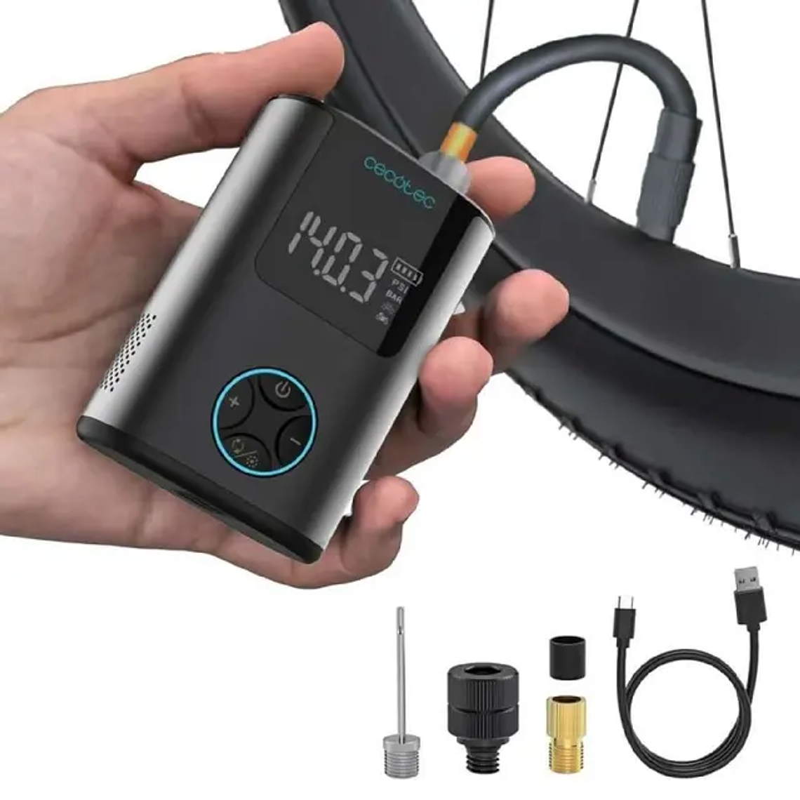 Compressor de Ar Portátil Cecotec Mini Air Max 120W | 150 PSI | Bateria 3.6V para Pneus e Bola 1