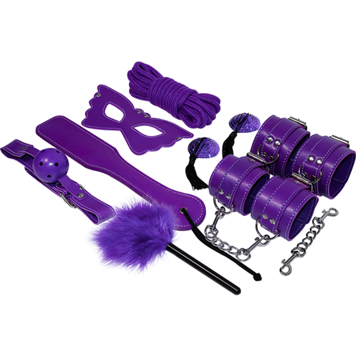 BDSM Beginner Kit Purple Series | Complete 8-Piece Set in Synthetic Leather - EXPERIENCE 2