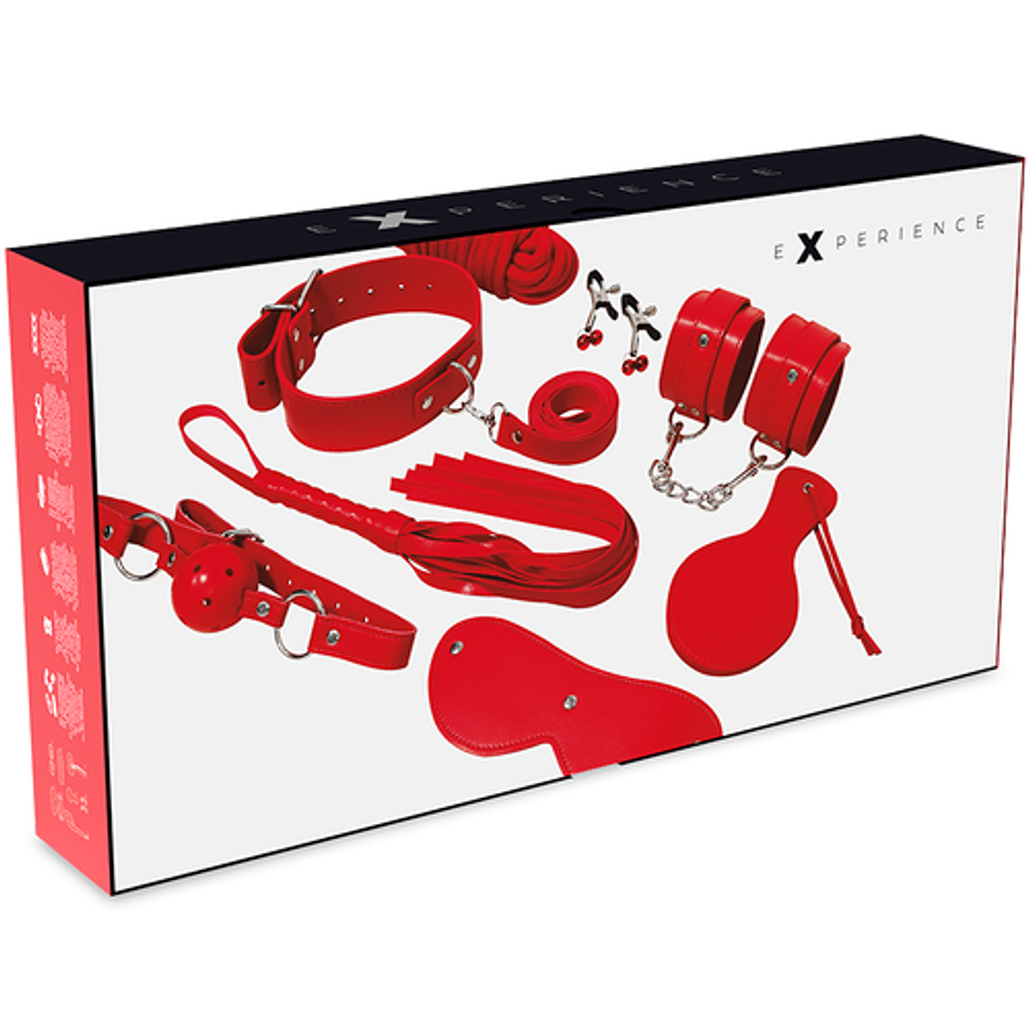 Kit BDSM Série Vermelha | Conjunto Completo 8 Peças em Couro Vermelho - EXPERIENCE 4