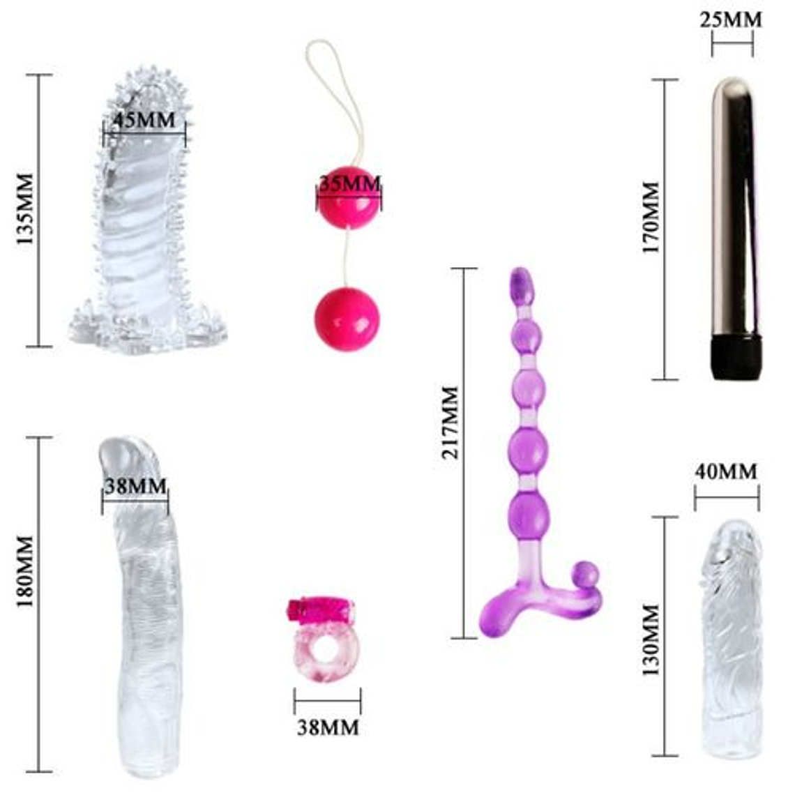 Fantasy Kit for Couples Lovers | 7 Pieces Including Vibrator, Penis Ring, and Anal Chain 11
