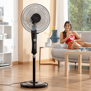 Ventilador de Pé InnovaGoods Breezinn 45W Preto | 3 Velocidades, Altura Ajustável e Temporizador