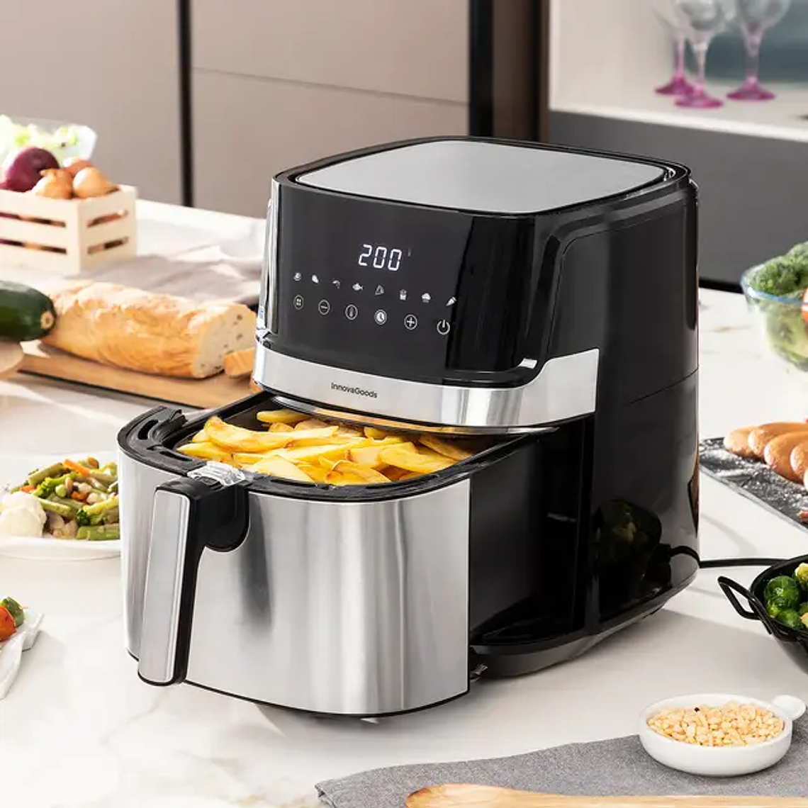 Fritadeira de Ar InnovaGoods Fryinn Pro 5500 | 5.5L, 1700W, Painel Digital | Cozinha Saudável 1