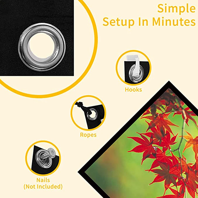 Ecrã de Projeção Portátil 100 Polegadas ThundeaL - 16:9, Dobrável, Branco Mate, para Cinema em Casa, Exterior, Projetor Full HD/4K 4