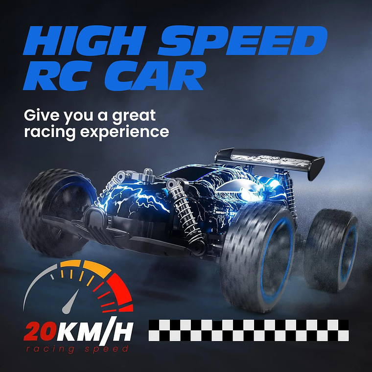 Carro RC Sinovan 1:18 de Alta Velocidade - Veículo de Corrida e Drift, 20 km/h, Controle Remoto, Bateria Recarregável, para Crianças e Adultos 4